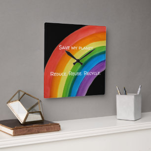 RAINBOW Red mijn planeet (aanpasbaar) Vierkante Klok