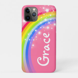Rainbow red roze starry sky douanenaam iPhone 11 pro hoesje