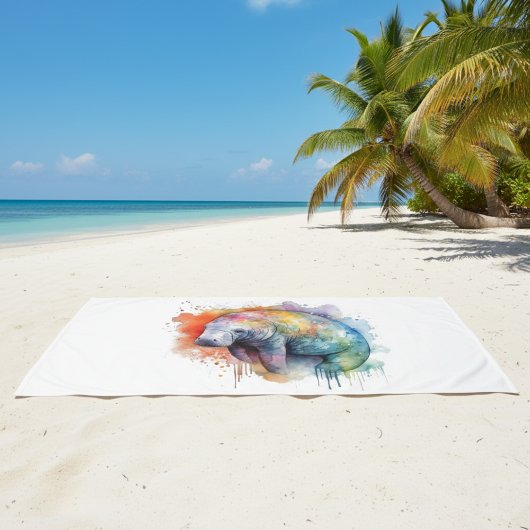 Rainbow Reef Manatee, op maat Badhanddoek