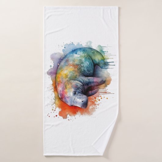 Rainbow Reef Manatee, op maat Badhanddoek (Badhanddoek)