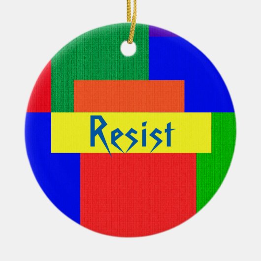 Rainbow Resist Patchwork Quilt Design Ornament (Voorkant)