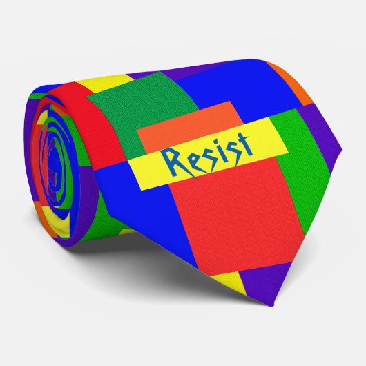 Rainbow Resist Patchwork Quilt Design Stropdas (Opgerold)