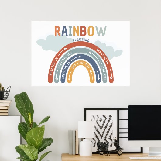 Rainbow Respiration Mindful Brething Poster (Bureau à domicile)
