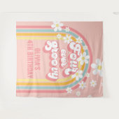 Rainbow Retro Four Ever Groovy 4de Verjaardag Wandkleed (Voorkant (horizontaal))