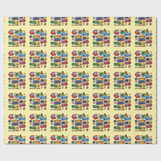 Rainbow Retro Gaming: Ontwerp met retro gaming Cadeaupapier (Vlak)