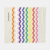 Rainbow Retro Pic Rac met naam Fleece Deken (Voorkant (Horizontaal))