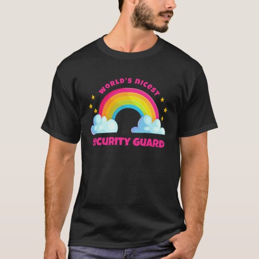 Rainbow Retro World s Nicest Security Guard T-shirt (Voorkant)