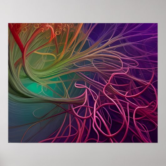 Rainbow Rhizomes Digital Art Poster (Voorkant)
