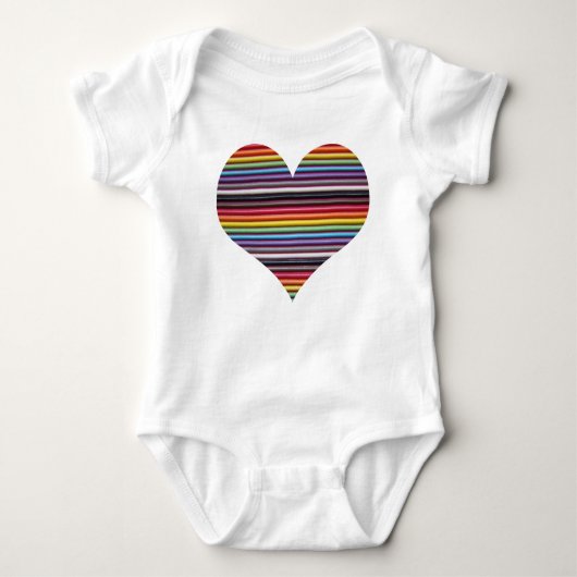 Rainbow Ribbon Cable Heart Baby Creeper Romper (Voorkant)