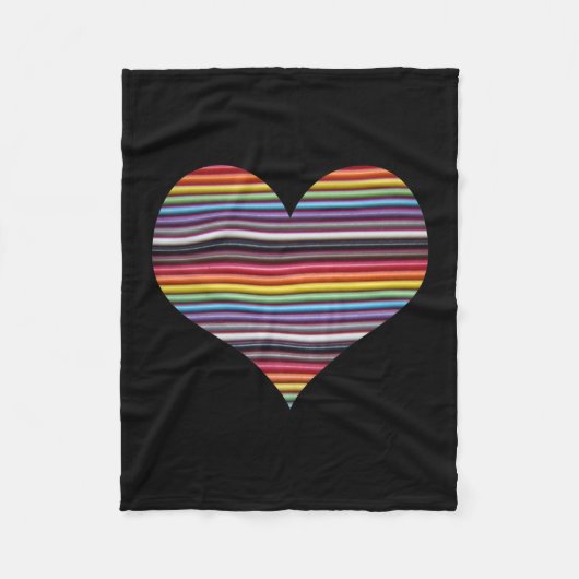 Rainbow Ribbon Cable Heart Fleece Blanket Deken (Voorkant)