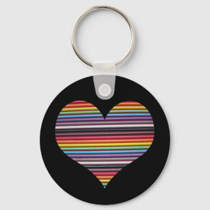 Rainbow Ribbon Cable Heart Sleutelhanger