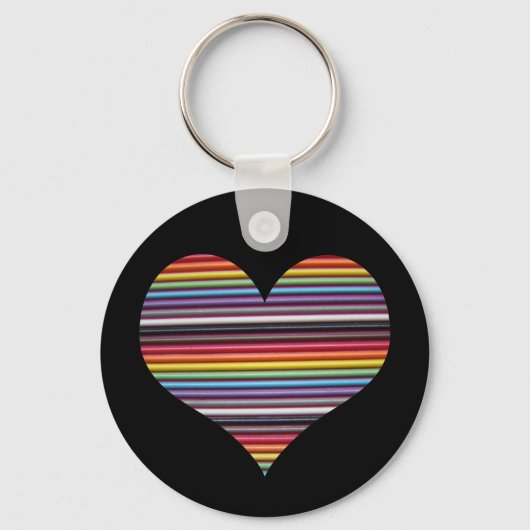 Rainbow Ribbon Cable Heart Sleutelhanger (Voorkant)