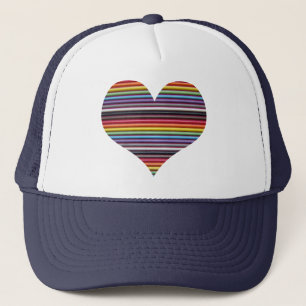 Rainbow Ribbon Cable Heart Trucker Hat Trucker Pet