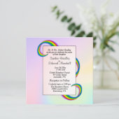 Rainbow Ribbon Wedding Invitation Kaart (Staand voorkant)