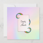 Rainbow Ribbon Wedding Invitation Kaart (Achterkant)