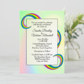 Rainbow Ribbon Wedding Invitation Kaart (Staand voorkant)