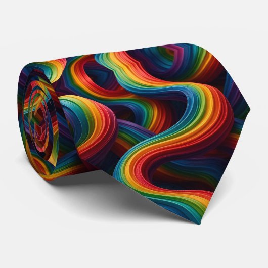 Rainbow Ribbons Abstract Neck Tie Stropdas (Opgerold)