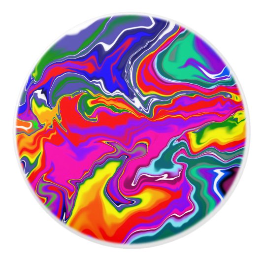 Rainbow River Fluid Art Keramische Knop (Voorkant)
