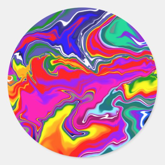 Rainbow River Fluid Art Ronde Sticker (Voorkant)