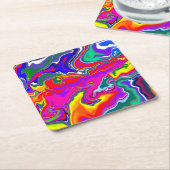 Rainbow River Fluid Art Vierkante Kartonnen Onderzetter (Schuin)