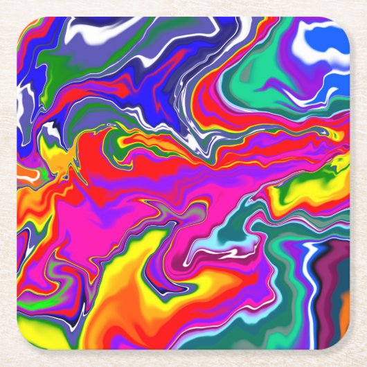Rainbow River Fluid Art Vierkante Kartonnen Onderzetter (Voorkant)