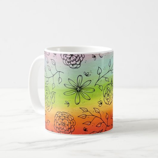 Rainbow River of Flowers Coffee Mug (Devant gauche)