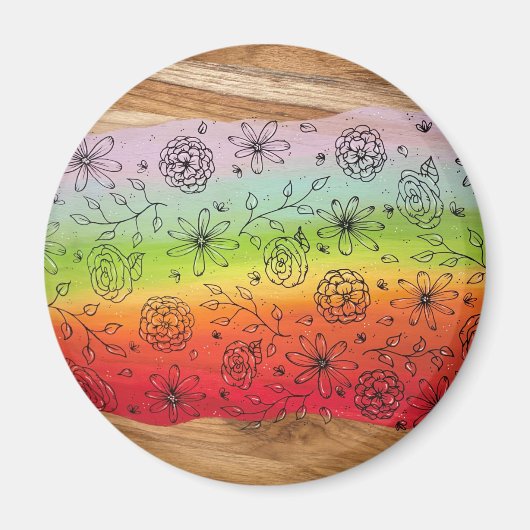 Rainbow River of Flowers Magnet Magneet (Voorkant)