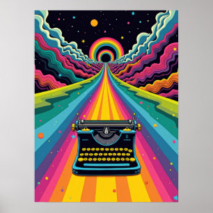 Rainbow Road typemachine – Retro Pop Art Surrealis Poster
