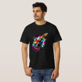 Rainbow Rock Explosion Vibrant Guitar Fist T-shirt (Voorkant volledig)