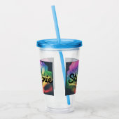 Rainbow Roos Custom Name Cup met stro Acryl Drinkbeker (Links)