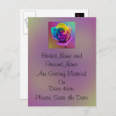 Rainbow Roos Flower Wedding Bewaar de datum Aankondigingskaart (Voorkant / Achterkant)
