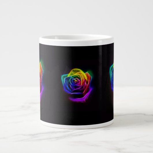 Rainbow Roos Fractal Grote Koffiekop (Voorkant)