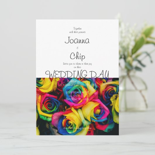 Rainbow Roos Invitation (Staand voorkant)