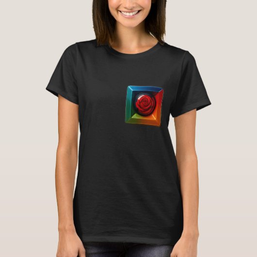 Rainbow Rose Cube T-shirt (Voorkant)
