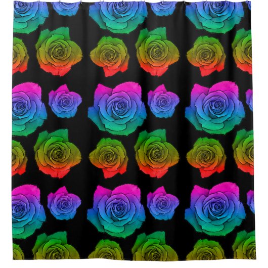 Rainbow rose neon motif rideau douche (Devant)