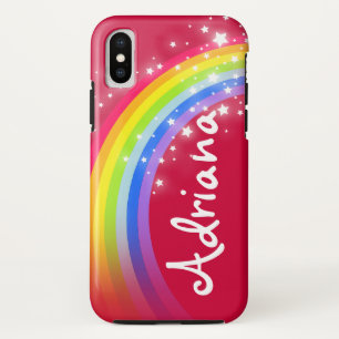 Rainbow rouge étoiles ciel coque iphone personnali