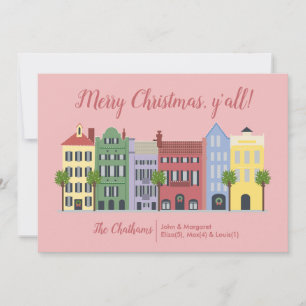 Rainbow Row Charleston SC Kerst Kaart