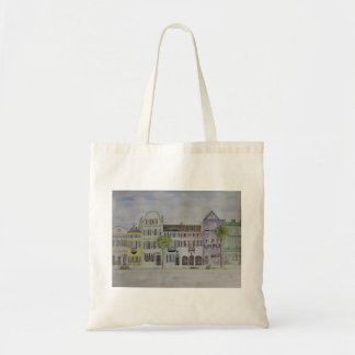 Rainbow Row Charleston SC Waterverf Tote Bag