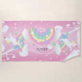 Rainbow Roze Unicorn Strandlaken (Voorkant)