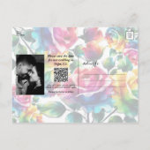 Rainbow Rozen Zwart & Wit Bloemen Bewaar de Datum Aankondigingskaart (Achterkant)