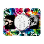 Rainbow Rozen Zwart & Wit Bloemen Bewaar de Datum Magneet (Horizontaal)