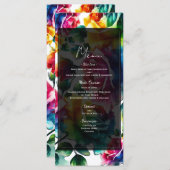 Rainbow Rozen Zwart & Wit Bloemen Wedding Menu (Voorkant / Achterkant)