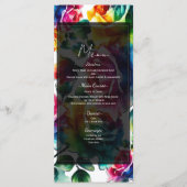 Rainbow Rozen Zwart & Wit Bloemen Wedding Menu (Voorkant)