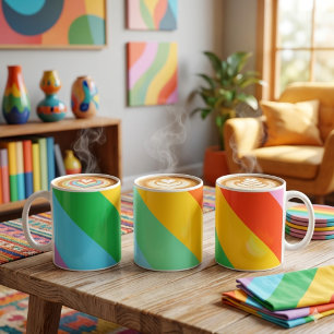Rainbow Rush Mug classique à rayures en diagonal