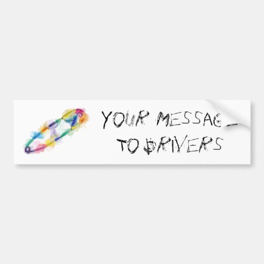 Rainbow Safety Pin Bumpersticker (Voorkant)