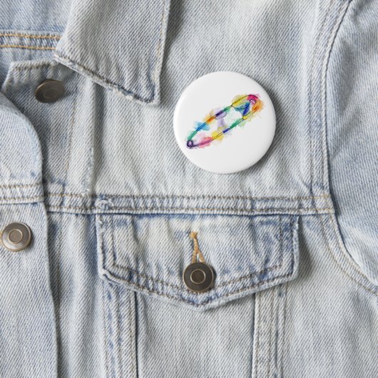 Rainbow Safety Pin Button (In situ)