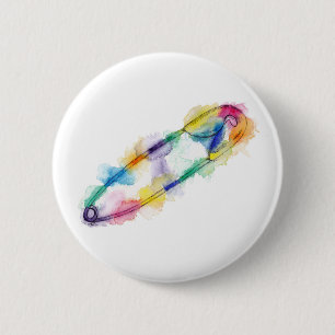 Rainbow Safety Pin Button