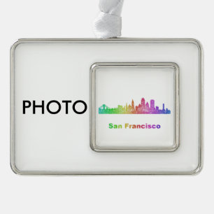 Rainbow San Francisco skyline Verzilverd Kader Ornament