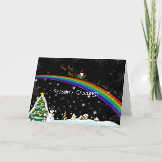 Rainbow Santa Christmas Kaart (Voorkant)