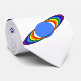 Rainbow Saturn Neckte voor astronomen, wit Stropdas